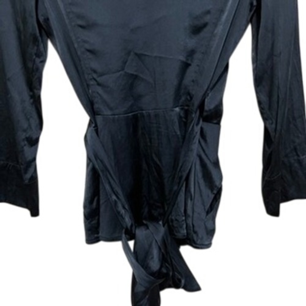 Diane von Furstenberg Silk Lycra Wrap Shirt Blouse Top Black Size‎ 4 - Picture 7 of 7